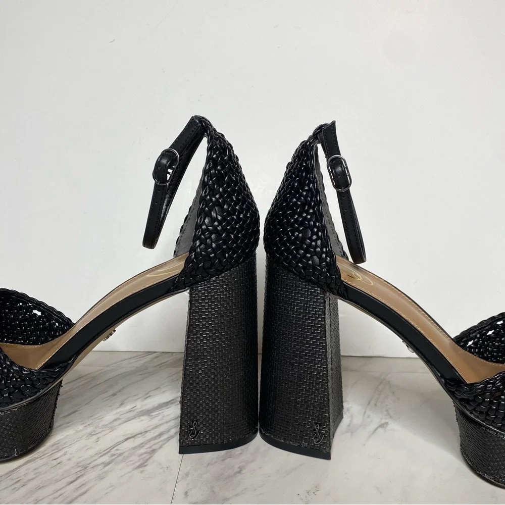 Sam Edelman Nattie Black Platform Heeled Sandal 9 1/2 M